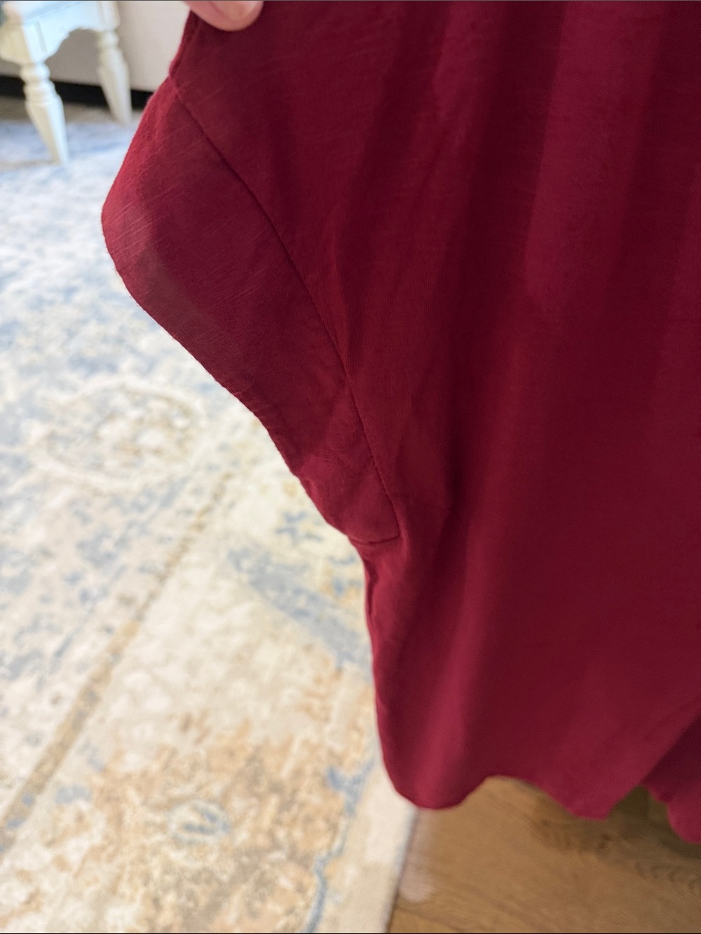 White House Black Market Burgundy V-Neck Short Sleeve Tee - Picture 3 of 9